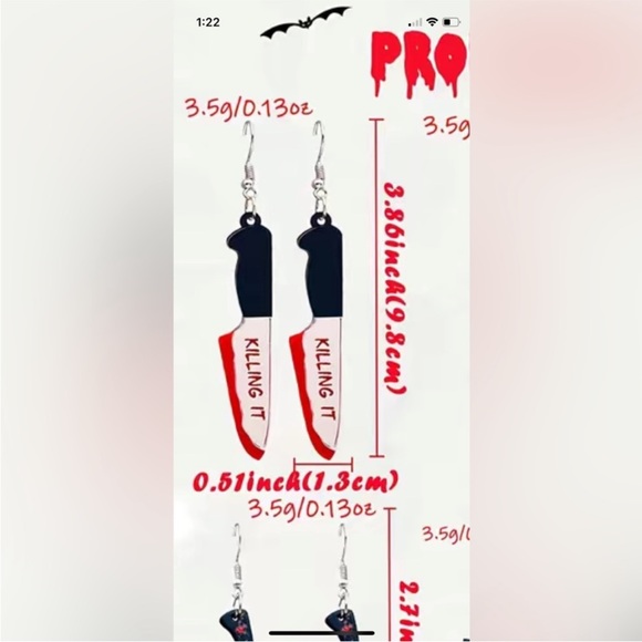 URBAN OUTFITTERS | KILLIN IT HALLOWEEN DANGLE KNIFE EARRINGS - Picture 3 of 3